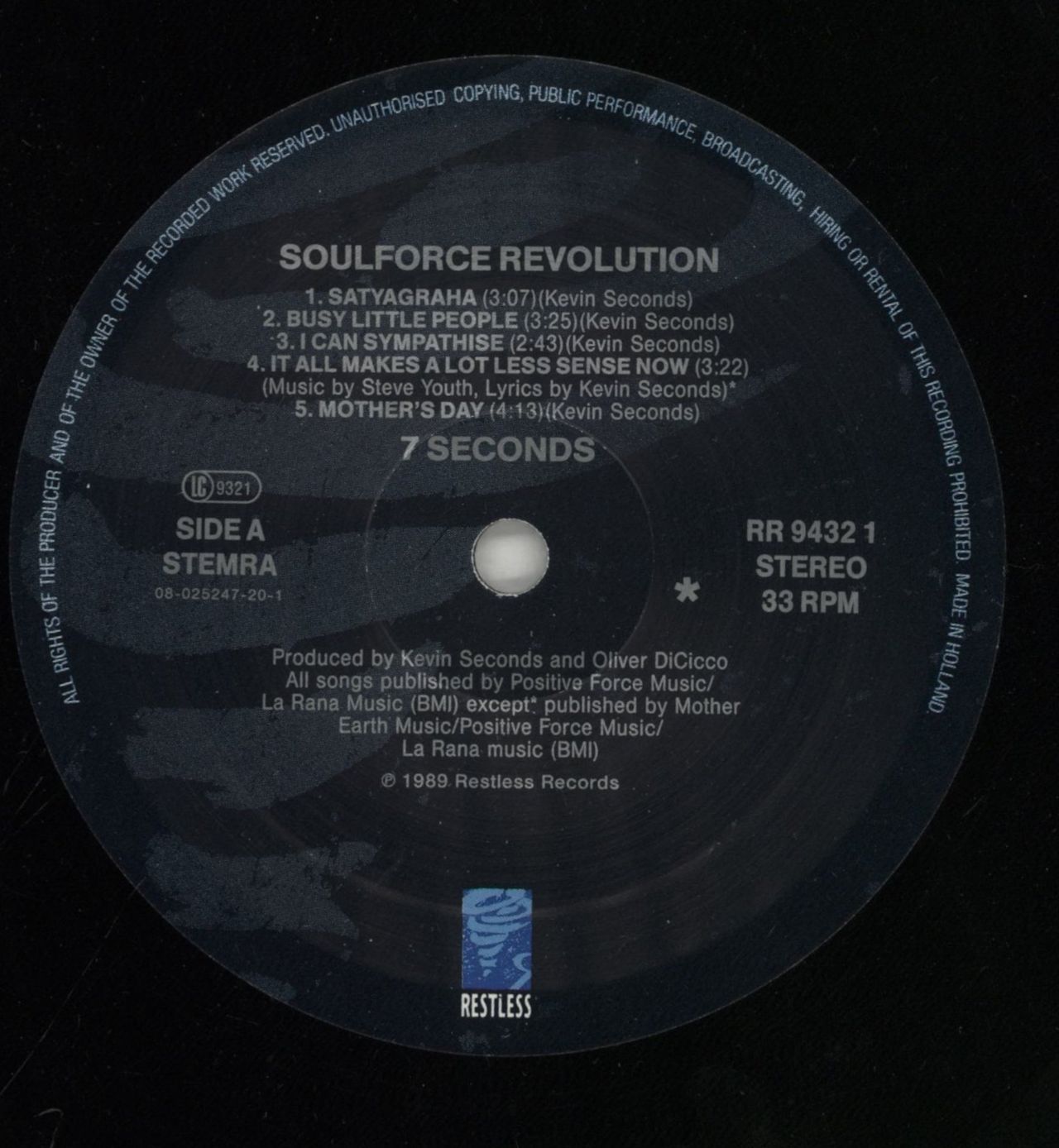 7 Seconds Soulforce Revolution UK Vinyl LP