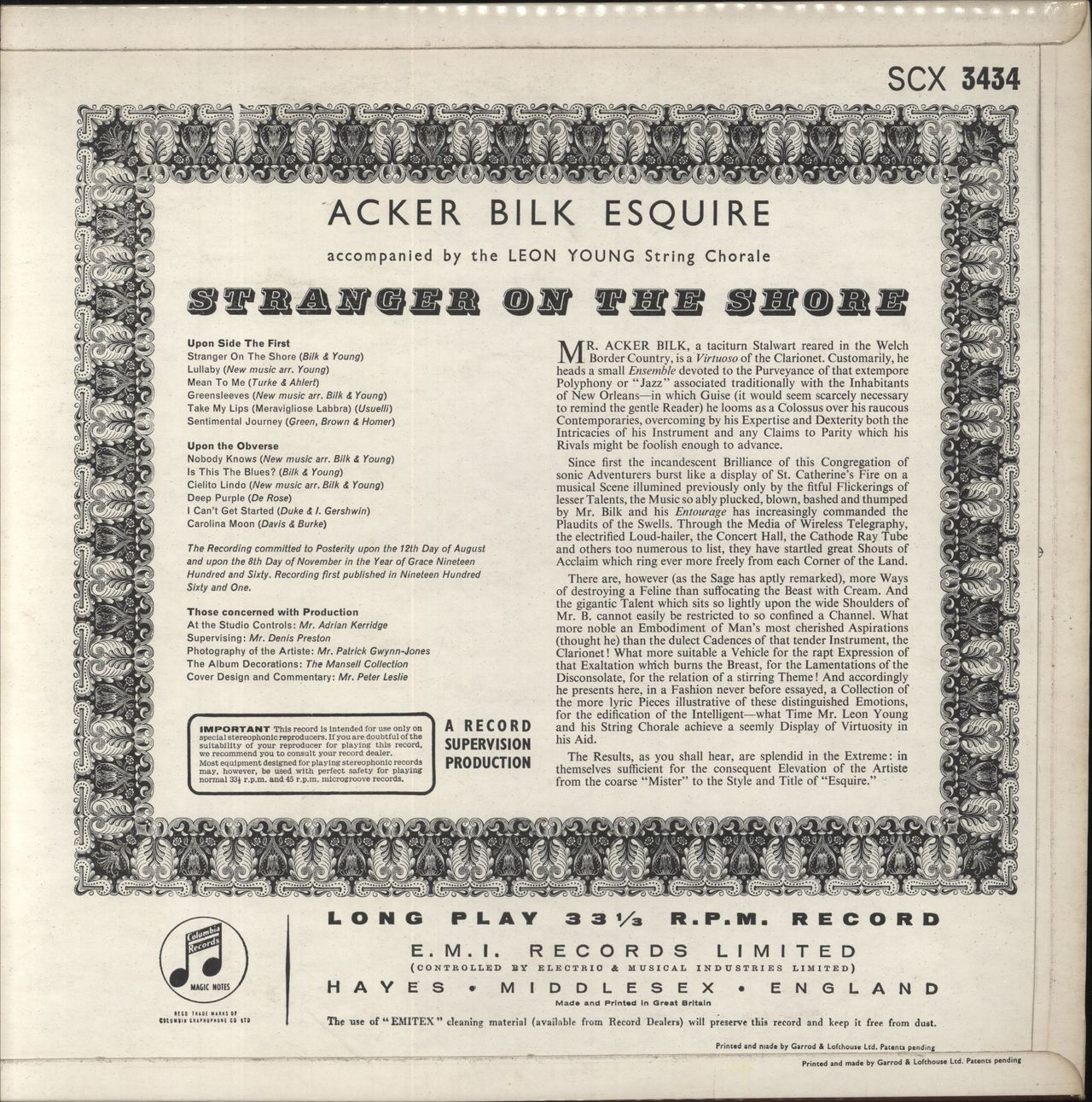 Acker Bilk Stranger On The Shore - Blue & Black Columbia UK Vinyl LP