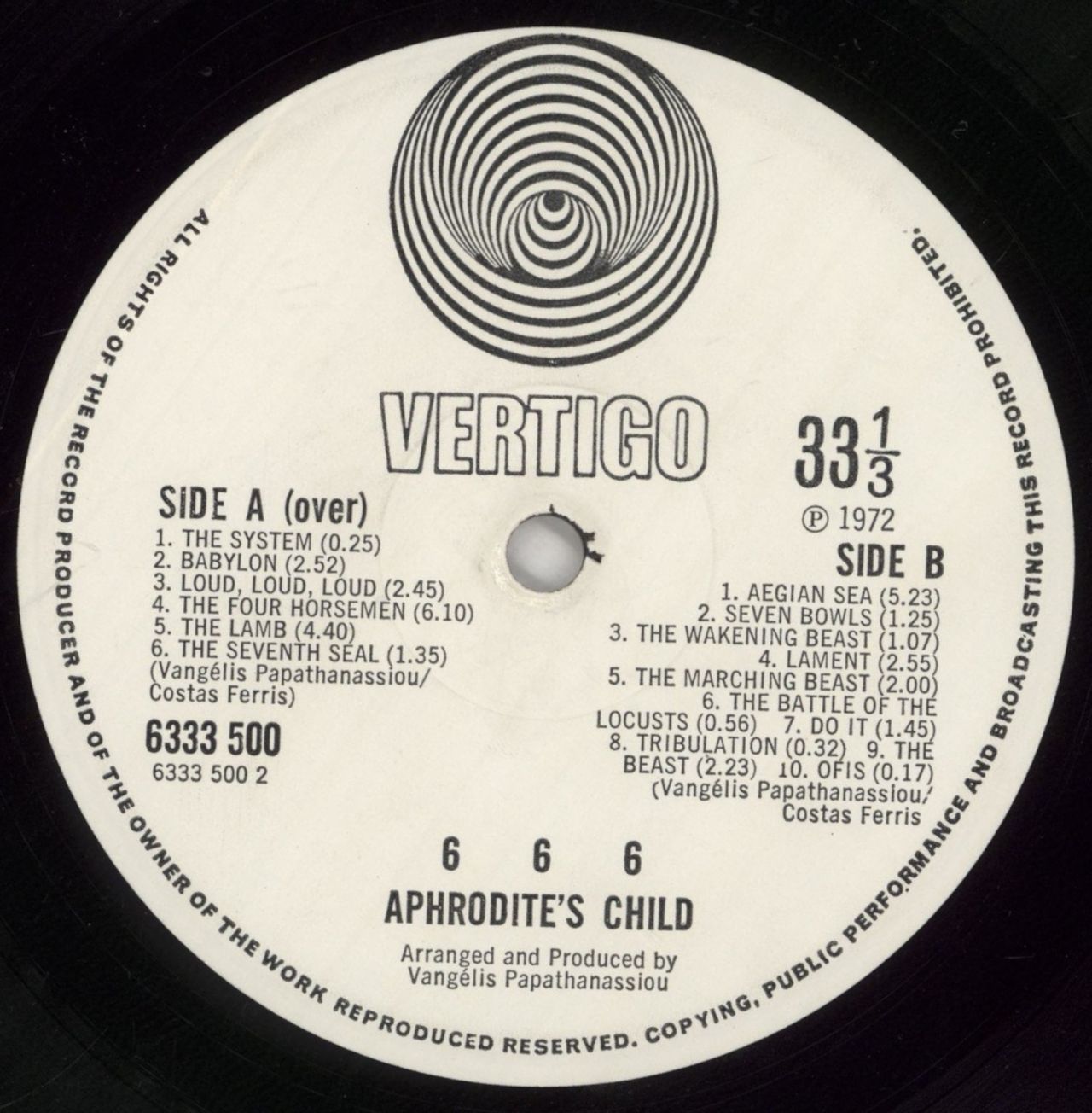 Aphrodite's Child 666 - 1st - VG UK 2-LP vinyl set