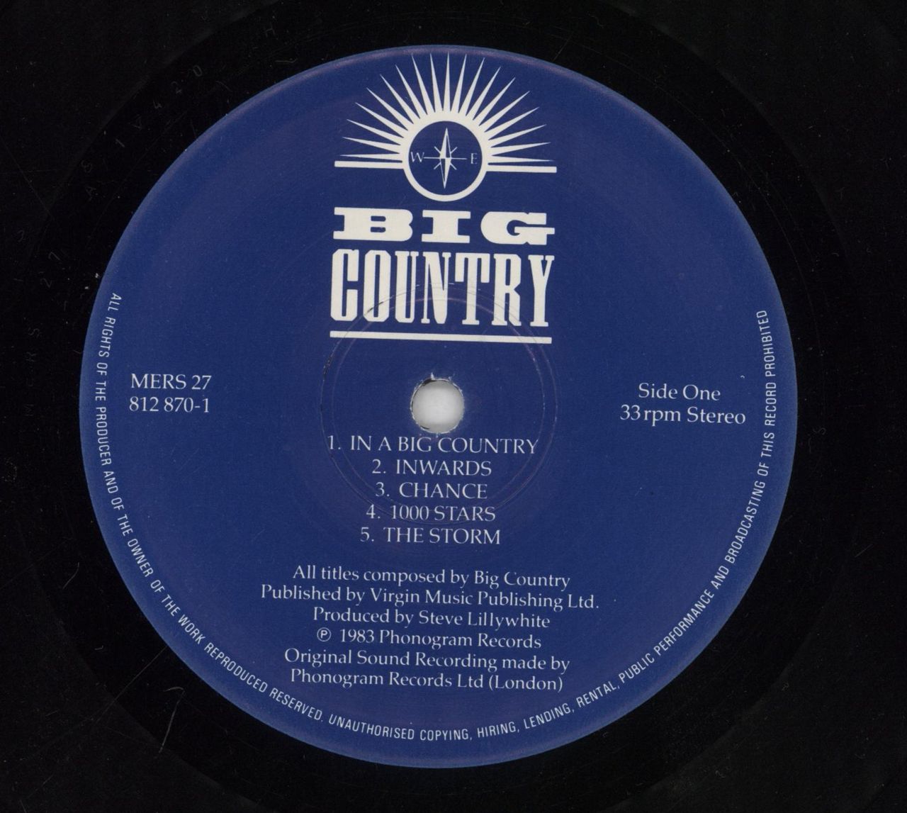 Big Country The Crossing - Blue - Hype Stickered Sleeve - EX UK Vinyl LP