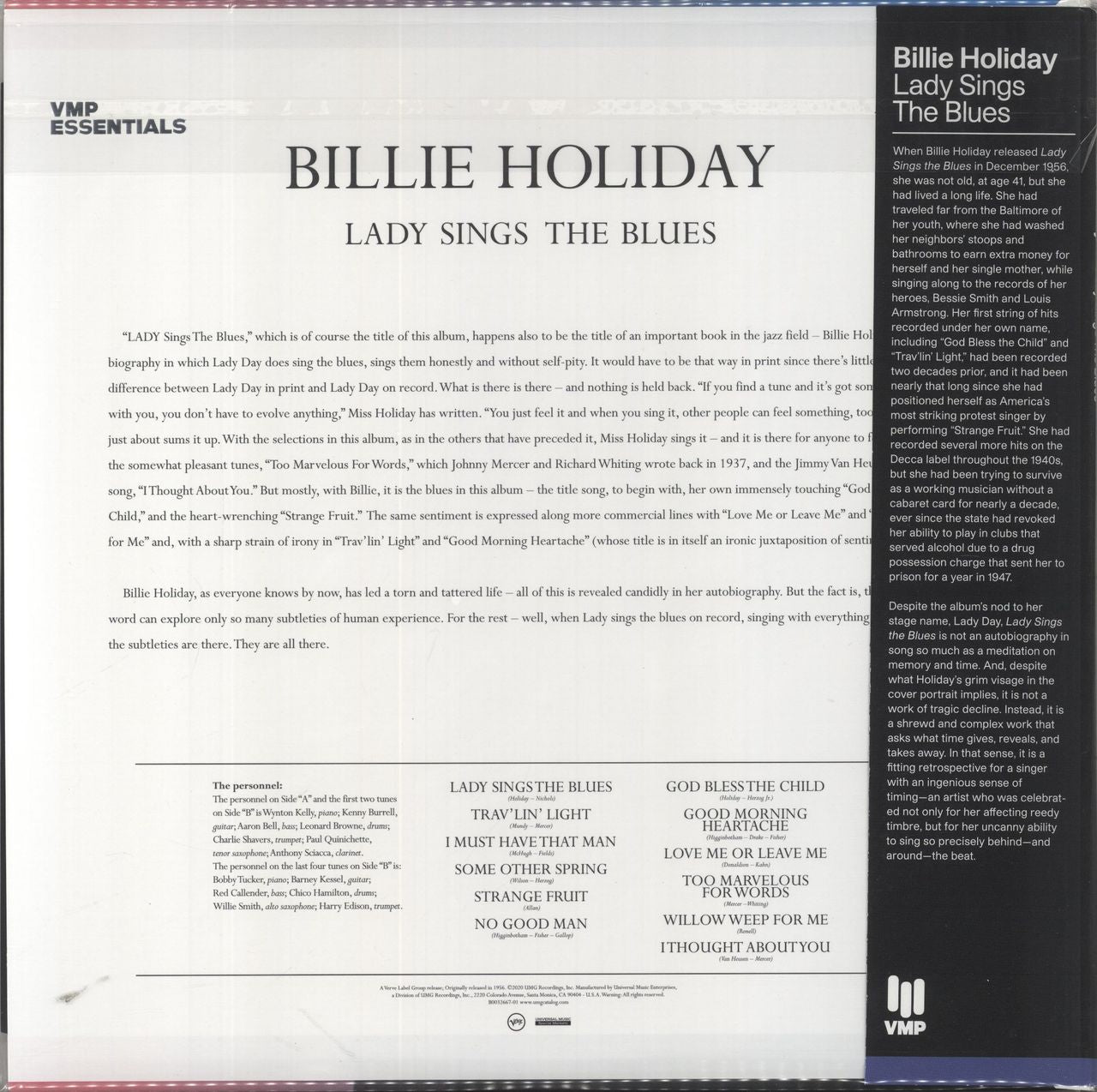Billie Holiday Lady Sings The Blues - 180gm Trav'lin Light Blue Vinyl + Art Print US Vinyl LP