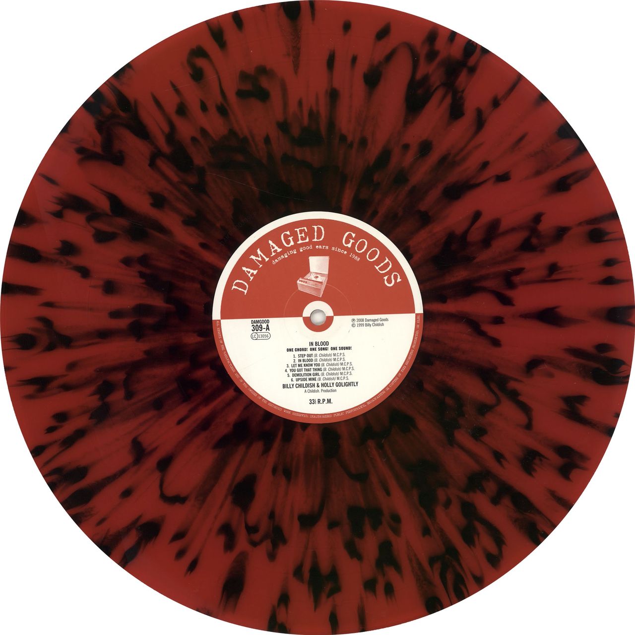 Billy Childish In Blood - Red & Black Splattered Vinyl UK Vinyl LP