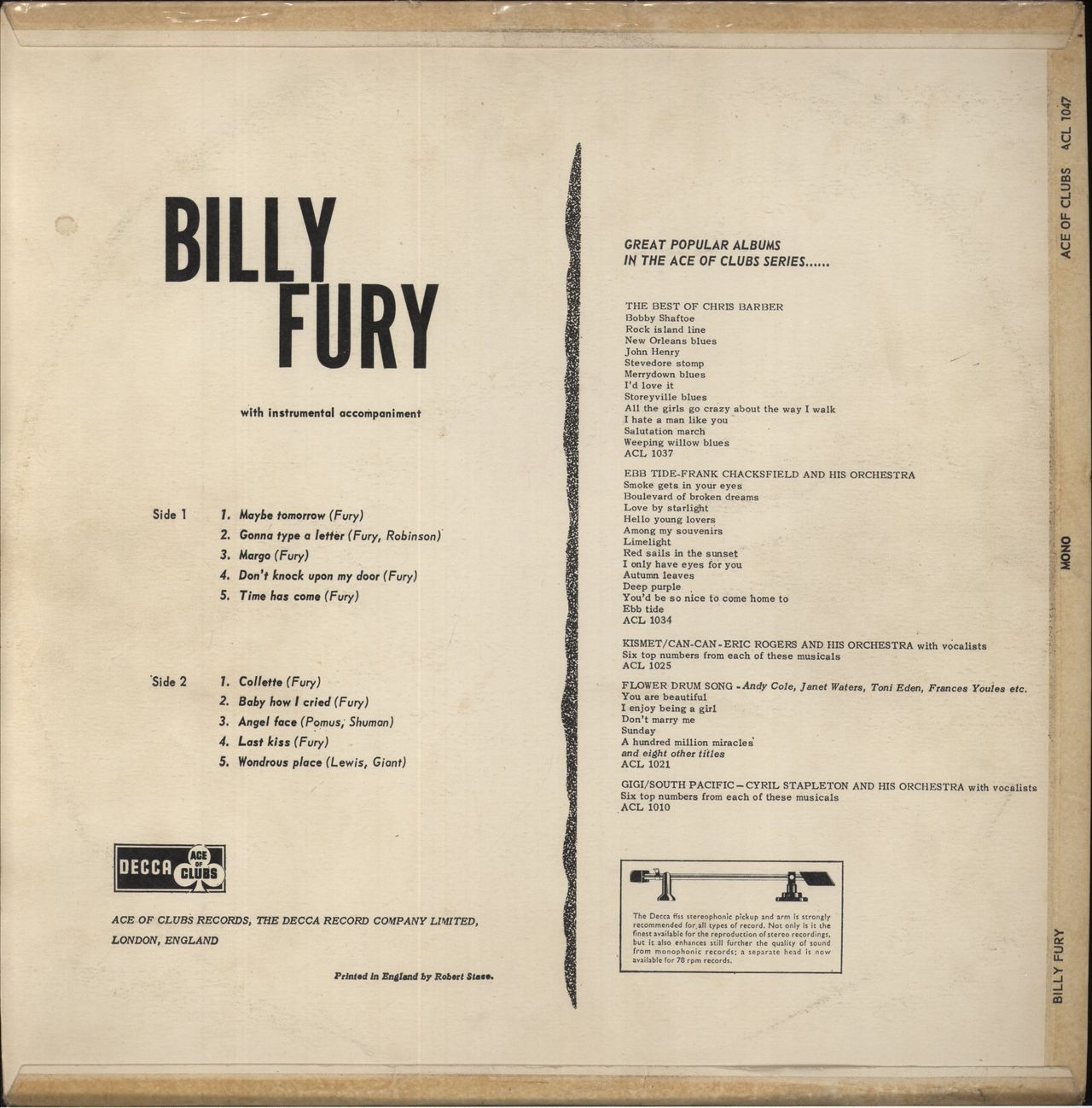 Billy Fury Billy Fury UK Vinyl LP