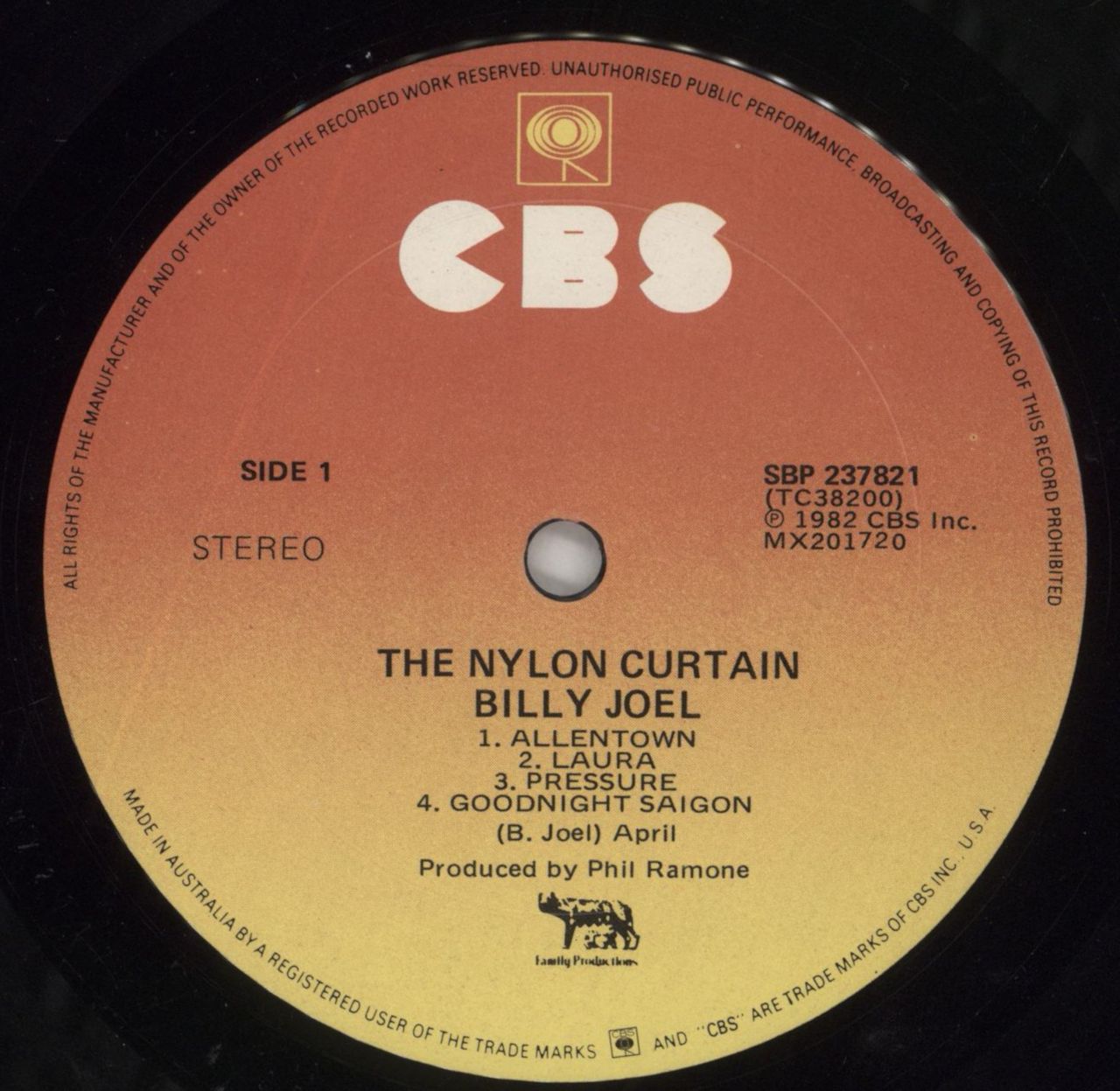 Billy Joel The Nylon Curtain Australian Vinyl LP
