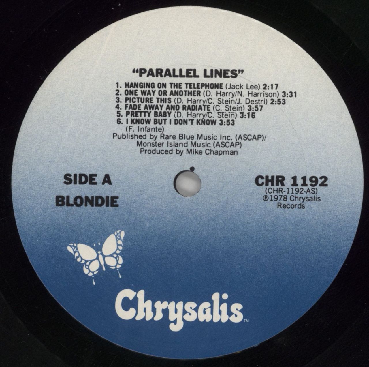 Blondie Parallel Lines US Vinyl LP