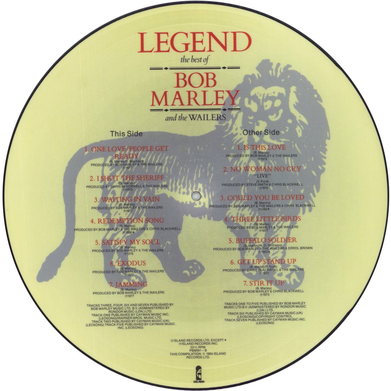 Bob Marley & The Wailers Legend The Best Of - EX UK Picture disc LP