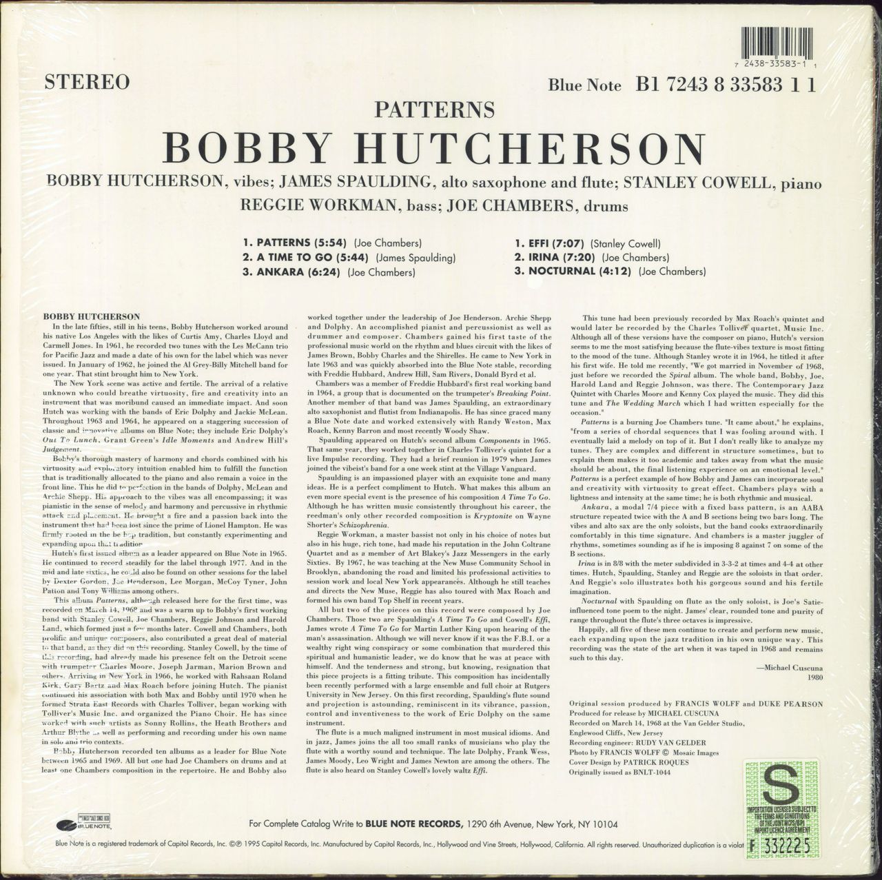 Bobby Hutcherson Patterns - 180gm Vinyl US Vinyl LP