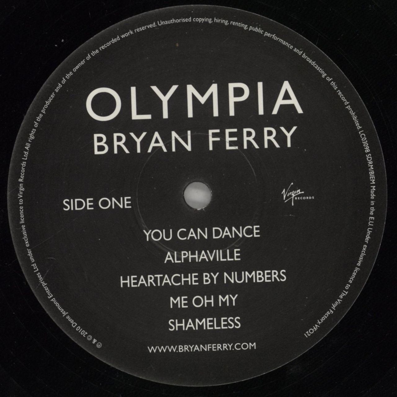 Bryan Ferry Olympia - 200gm UK Vinyl LP