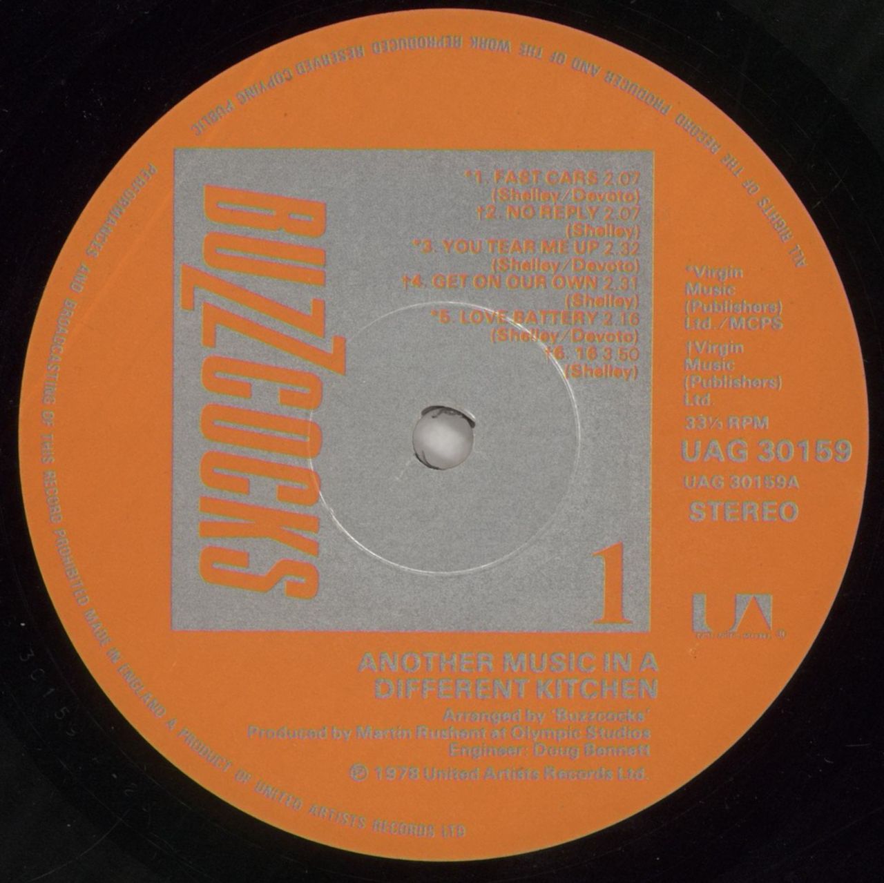 Buzzcocks Another Music In a Different Kitchen + Bag UK Vinyl LP