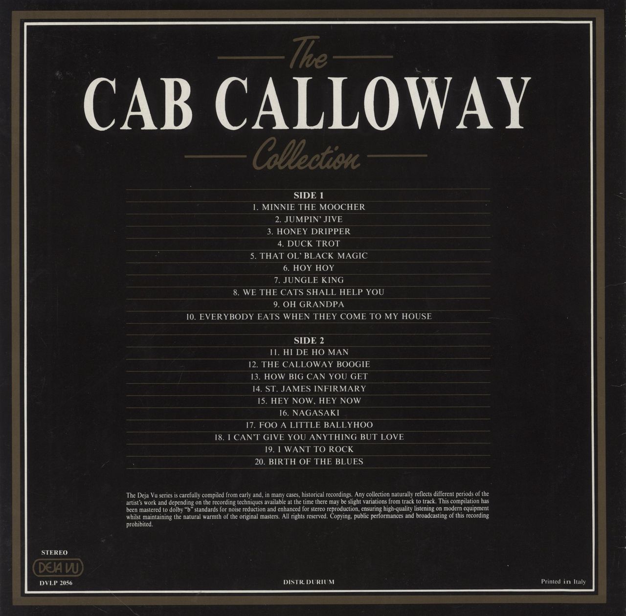 Cab Calloway The Cab Calloway Collection - 20 Golden Greats Italian Vinyl LP