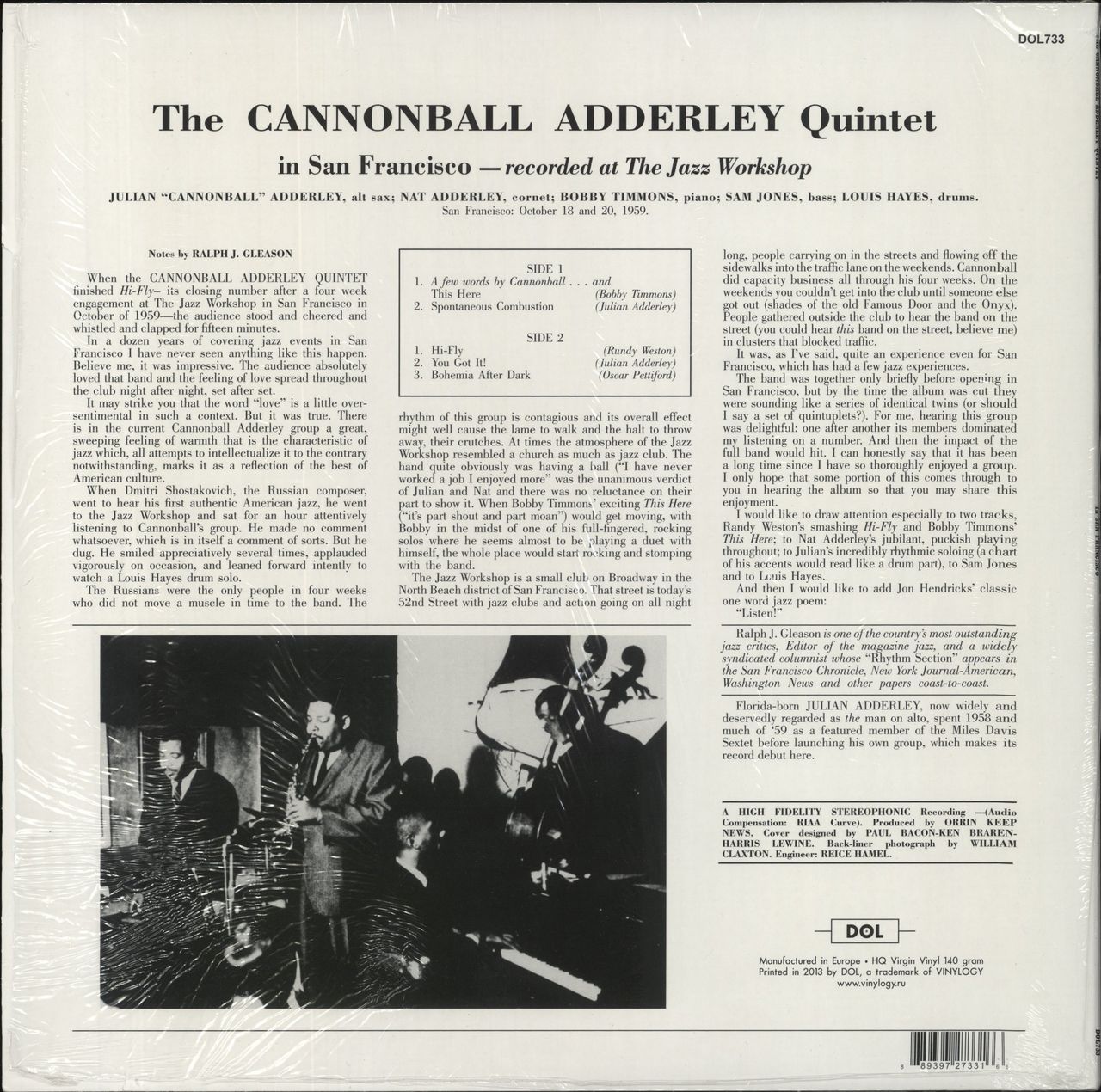 Cannonball Adderley The Cannonball Adderley Quintet In San Francisco UK Vinyl LP