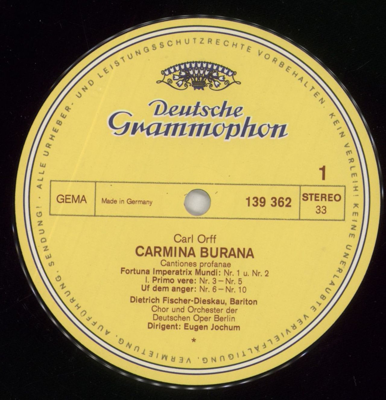 Carl Orff Carmina Burana German Vinyl LP