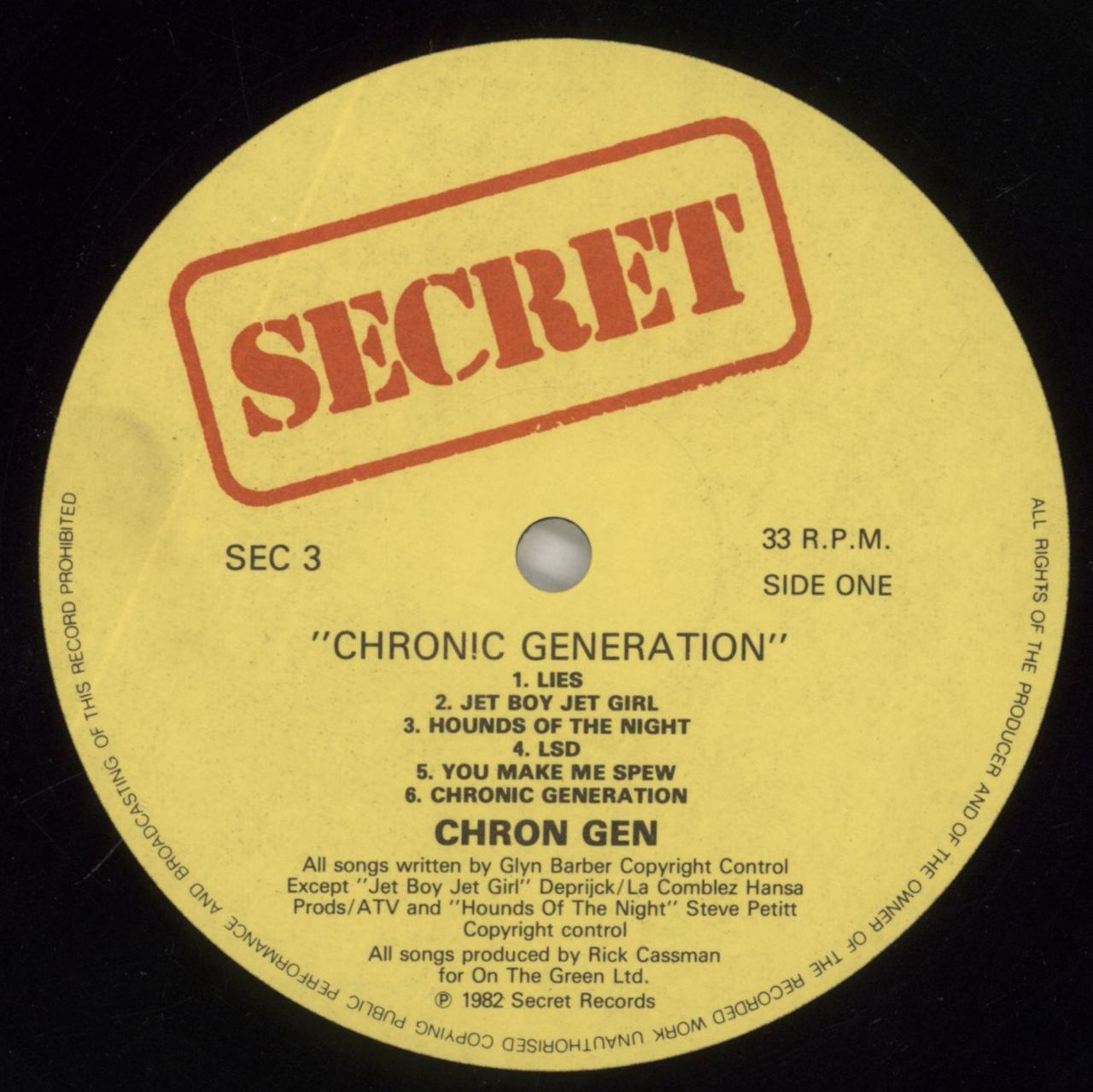 Chron Gen Chronic Generation + Free Live EP 7" + Hype-sticker UK Vinyl LP