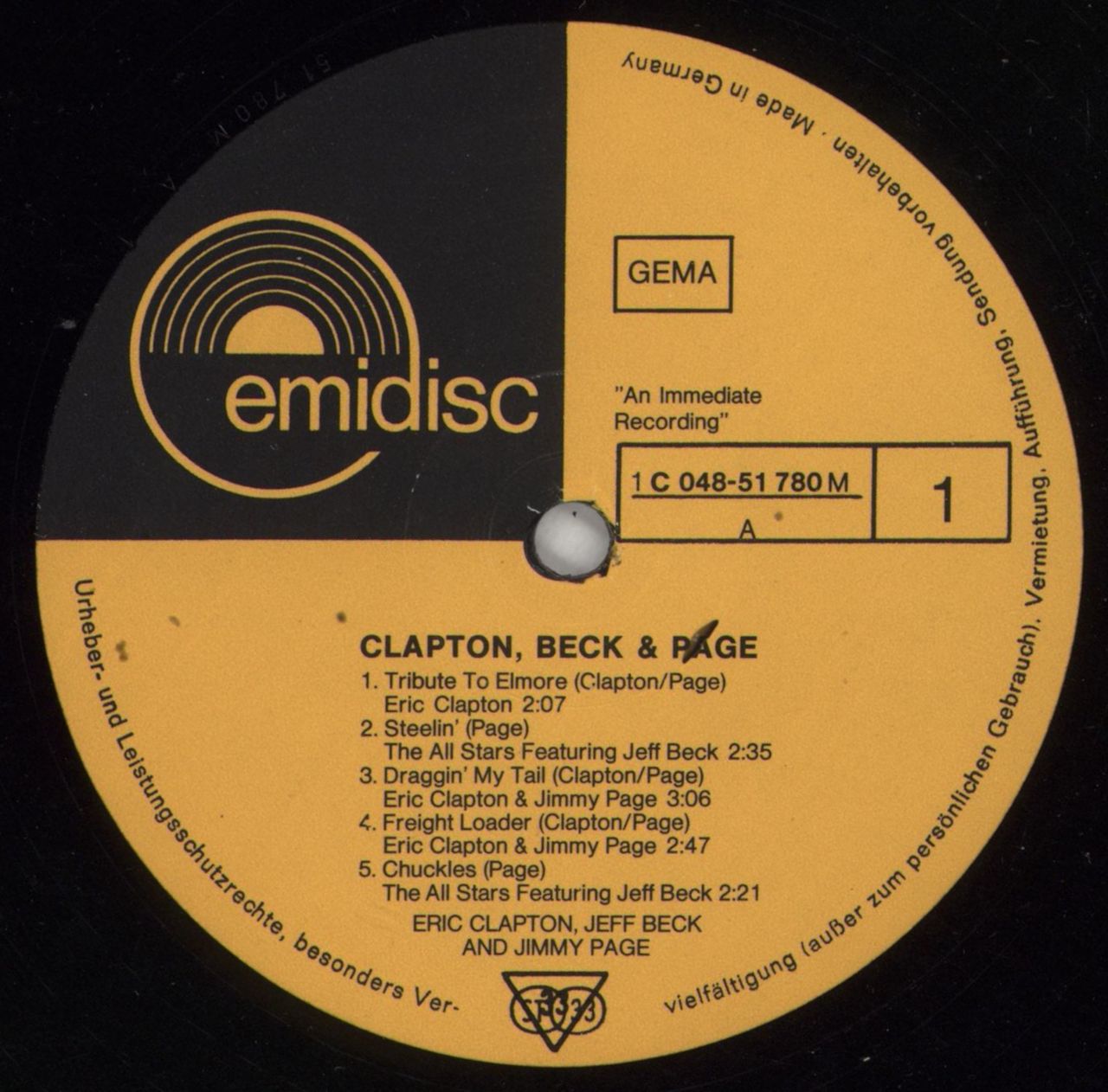 Clapton, Beck & Page Clapton Beck & Page German Vinyl LP