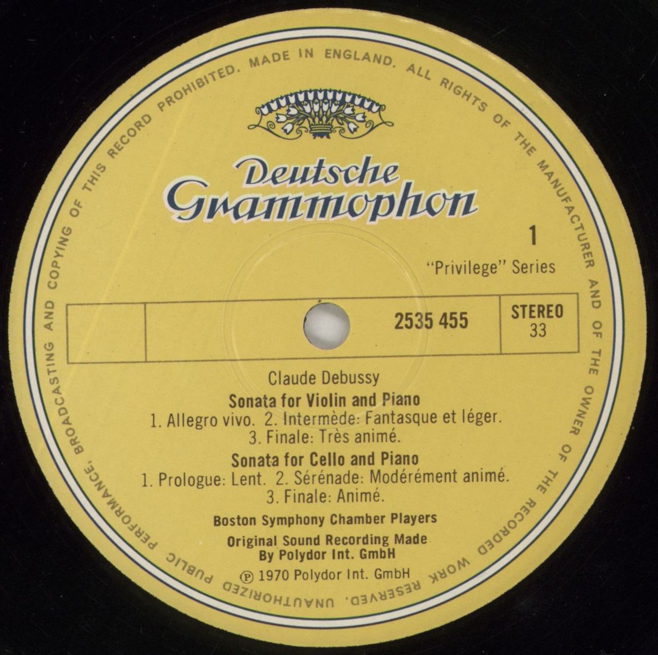 Claude Debussy Chamber Music UK Vinyl LP