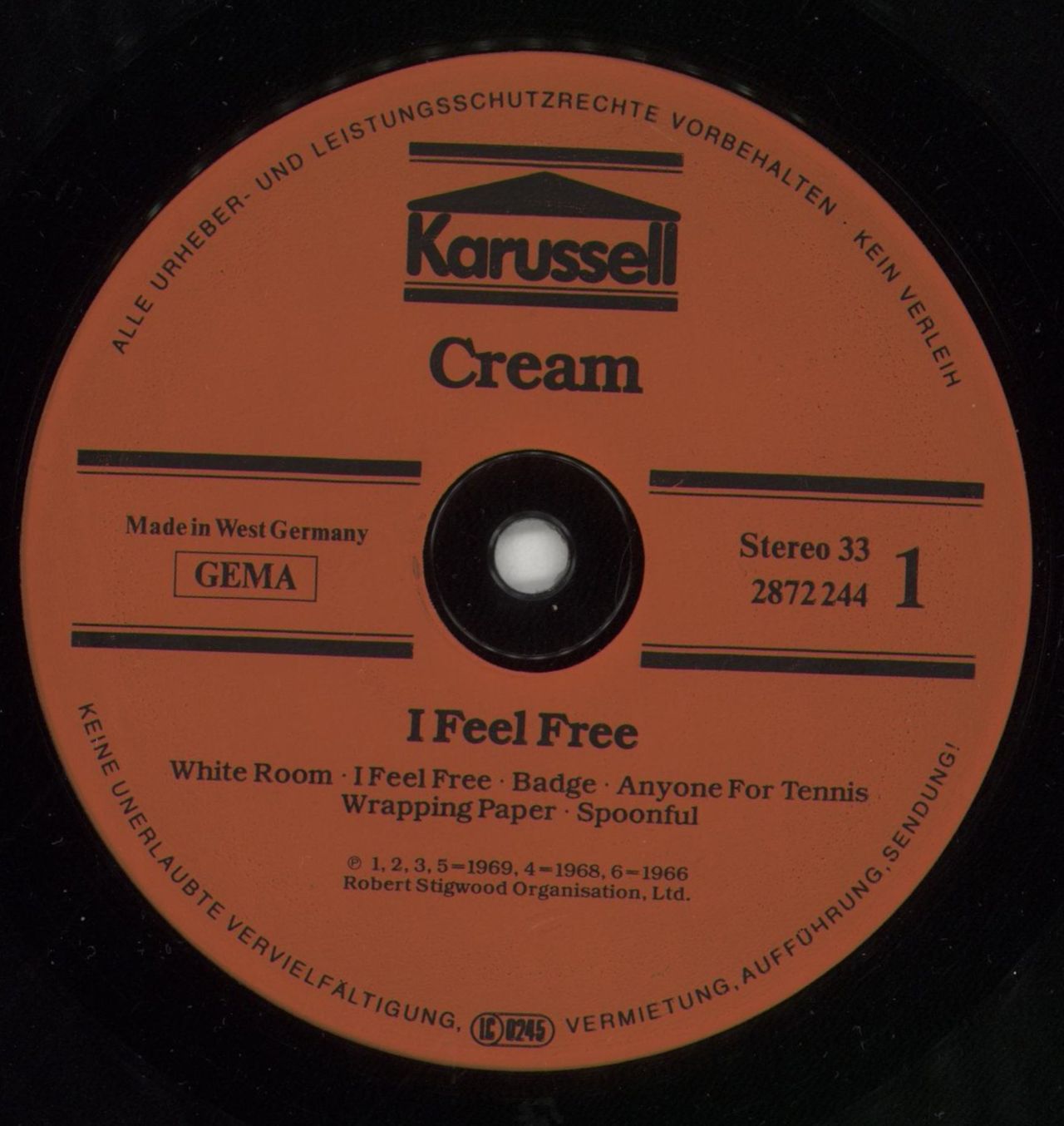 Cream Sunshine Of Your Love German Vinyl LP