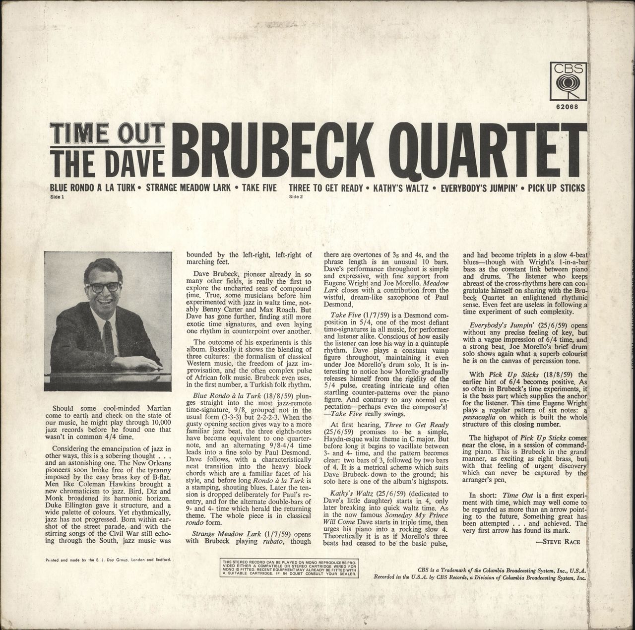 Dave Brubeck Time Out - EX UK Vinyl LP