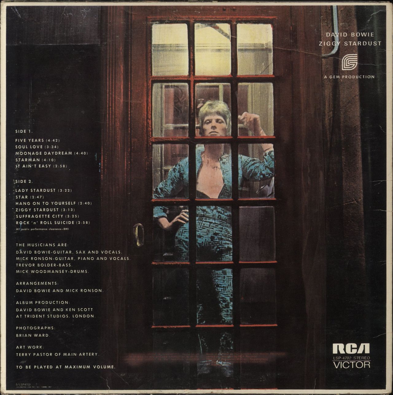 David Bowie The Rise And Fall Of Ziggy Stardust And The Spiders From Mars Canadian Vinyl LP