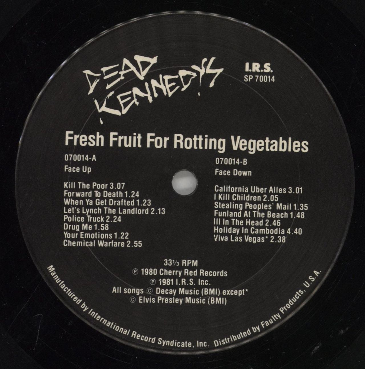 Dead Kennedys Fresh Fruit For Rotting Vegetable US Vinyl LP