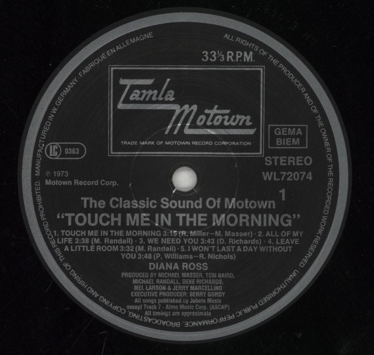 Diana Ross Touch Me In The Morning - Stickered Sleeve German Vinyl LP
