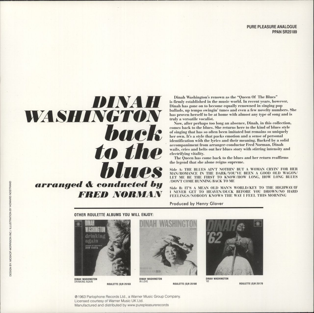 Dinah Washington Back To The Blues - 180 Gram Vinyl UK Vinyl LP