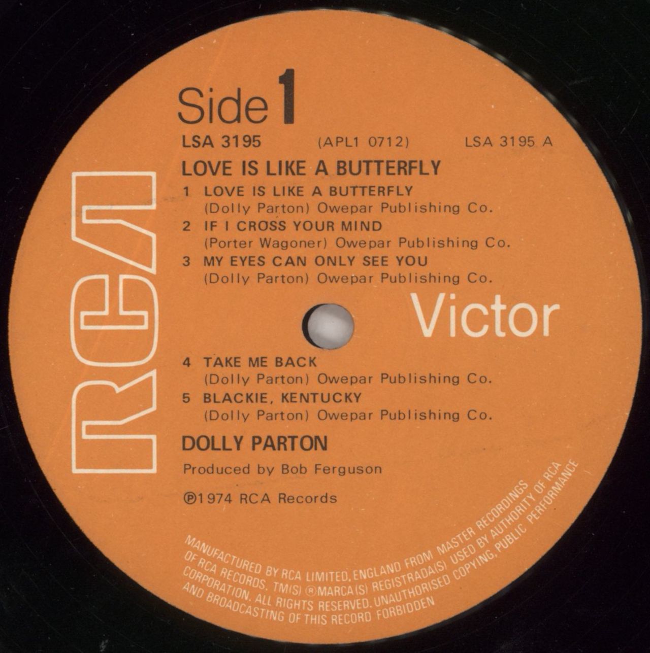 Dolly Parton Love Is Like A Butterfly UK Vinyl LP
