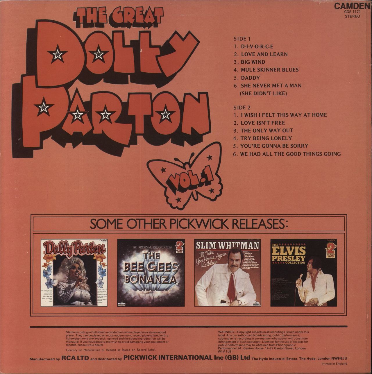 Dolly Parton The Great Dolly Parton Volume 1 UK Vinyl LP