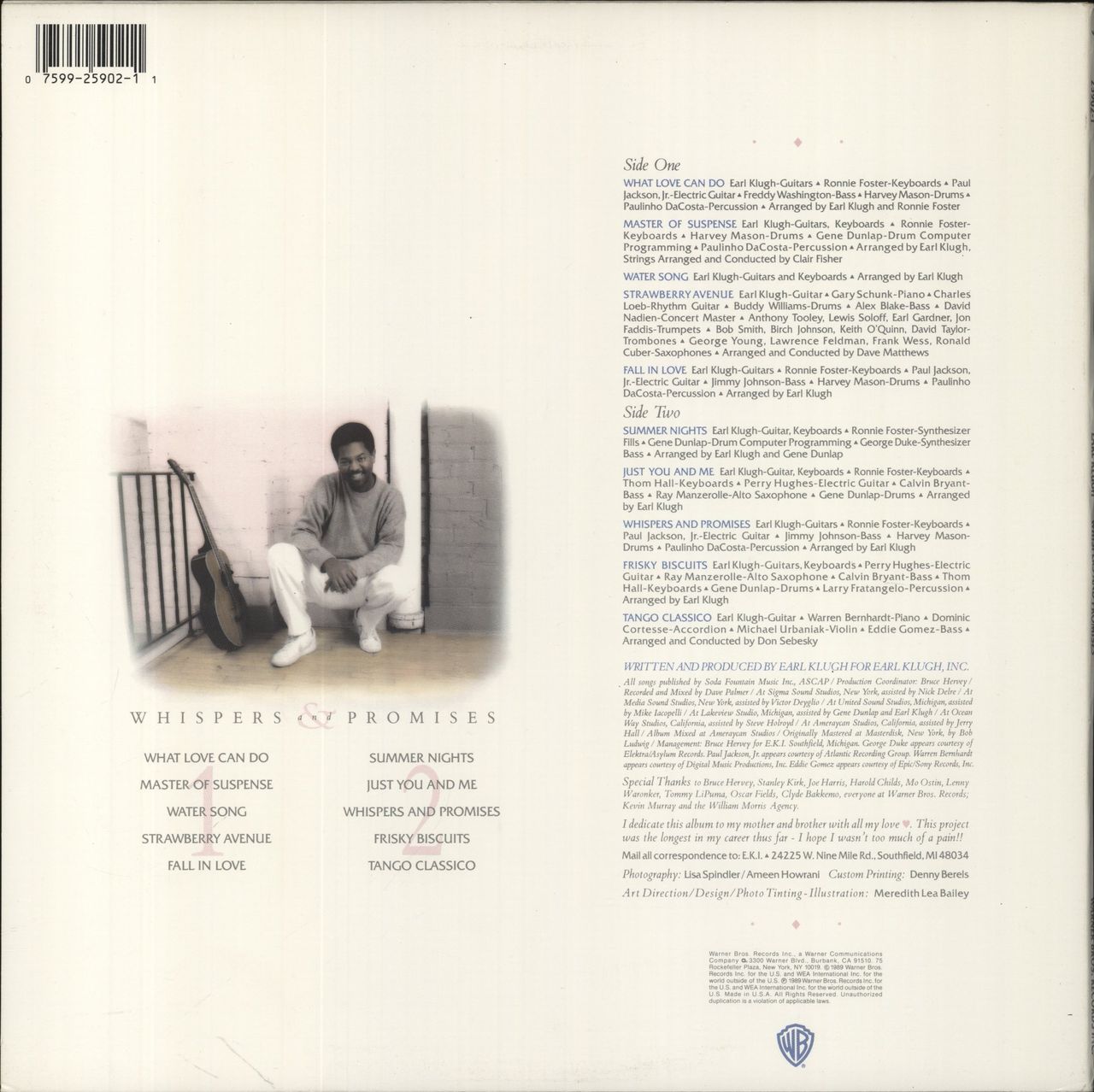 Earl Klugh Whispers And Promises - Gold promo stamped US Vinyl LP