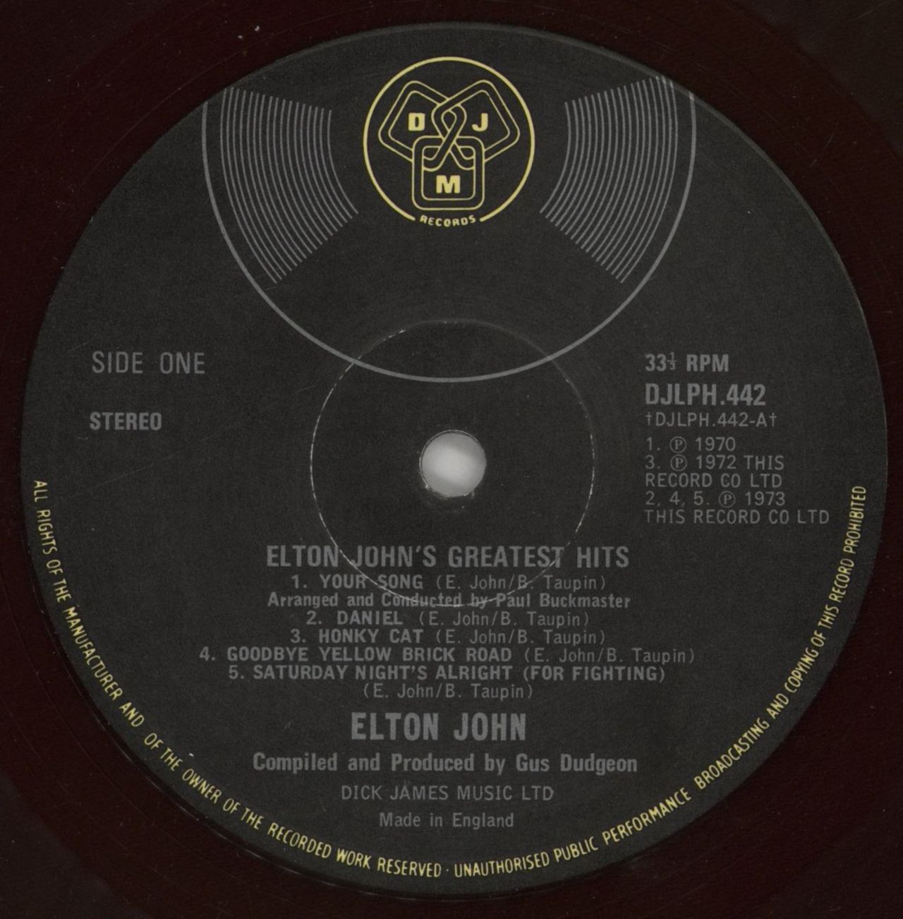 Elton John Greatest Hits - Green with Red Flecks Vinyl UK Vinyl LP