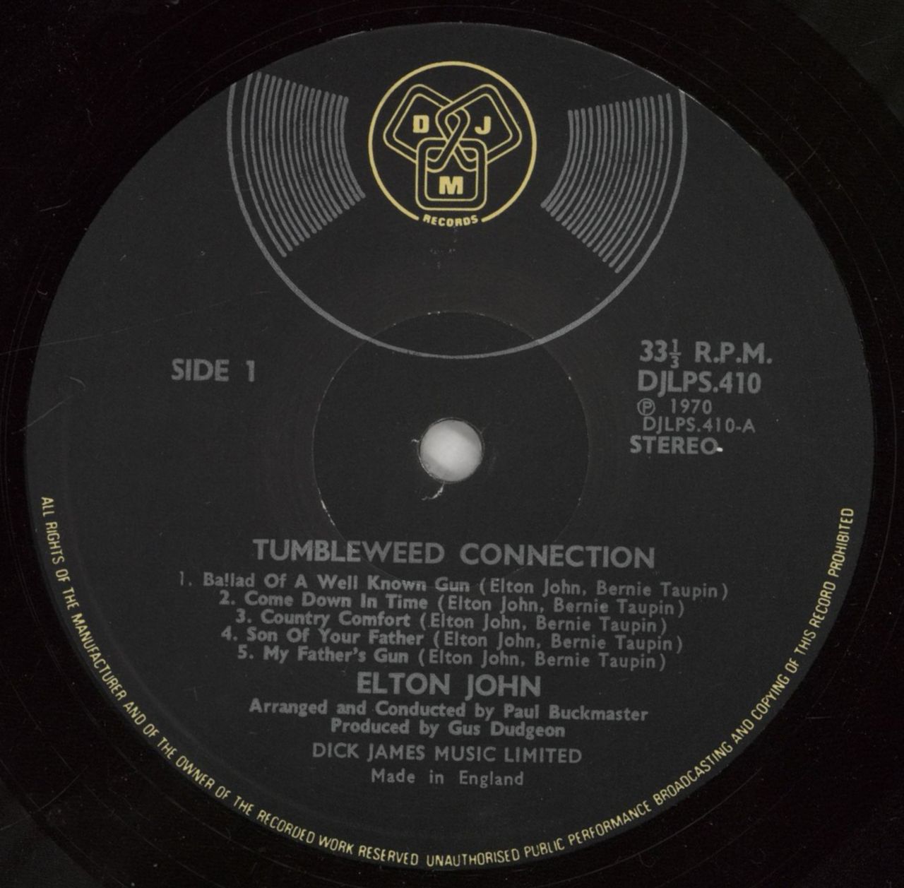 Elton John Tumbleweed Connection - Magenta UK Vinyl LP