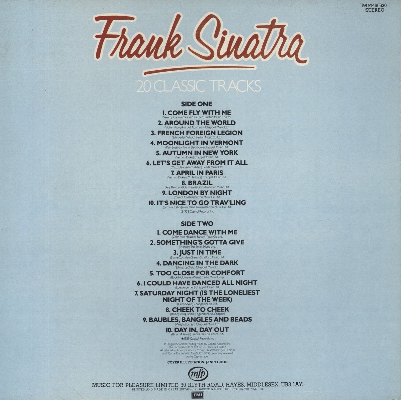 Frank Sinatra 20 Classic Tracks UK Vinyl LP