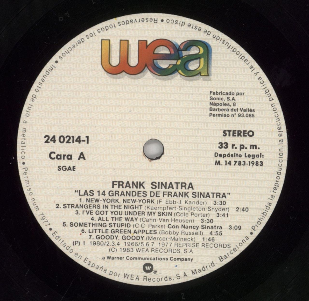 Frank Sinatra Las 14 Grandes De Frank Sinatra Spanish Vinyl LP
