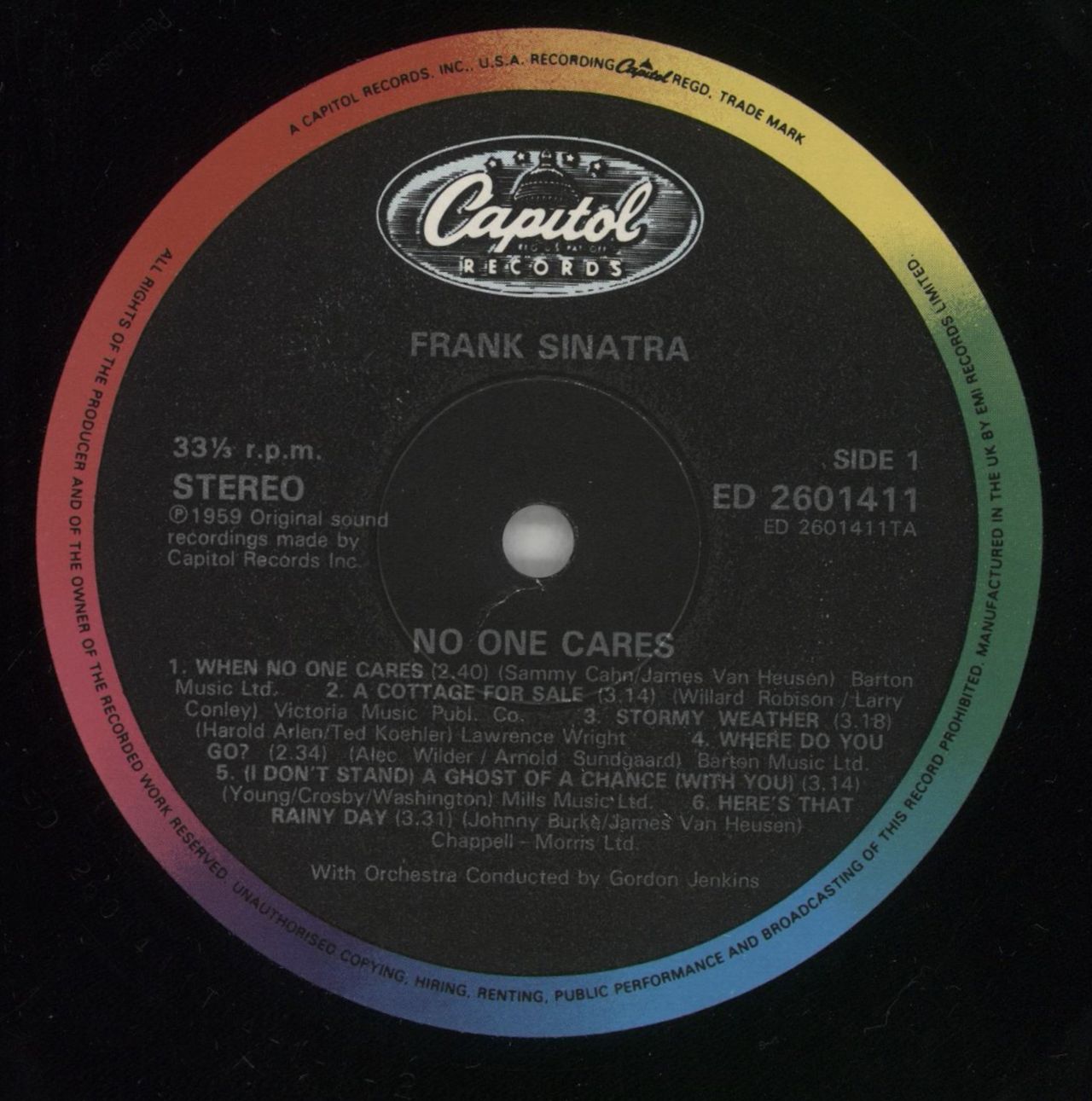 Frank Sinatra No One Cares - stickered UK Vinyl LP