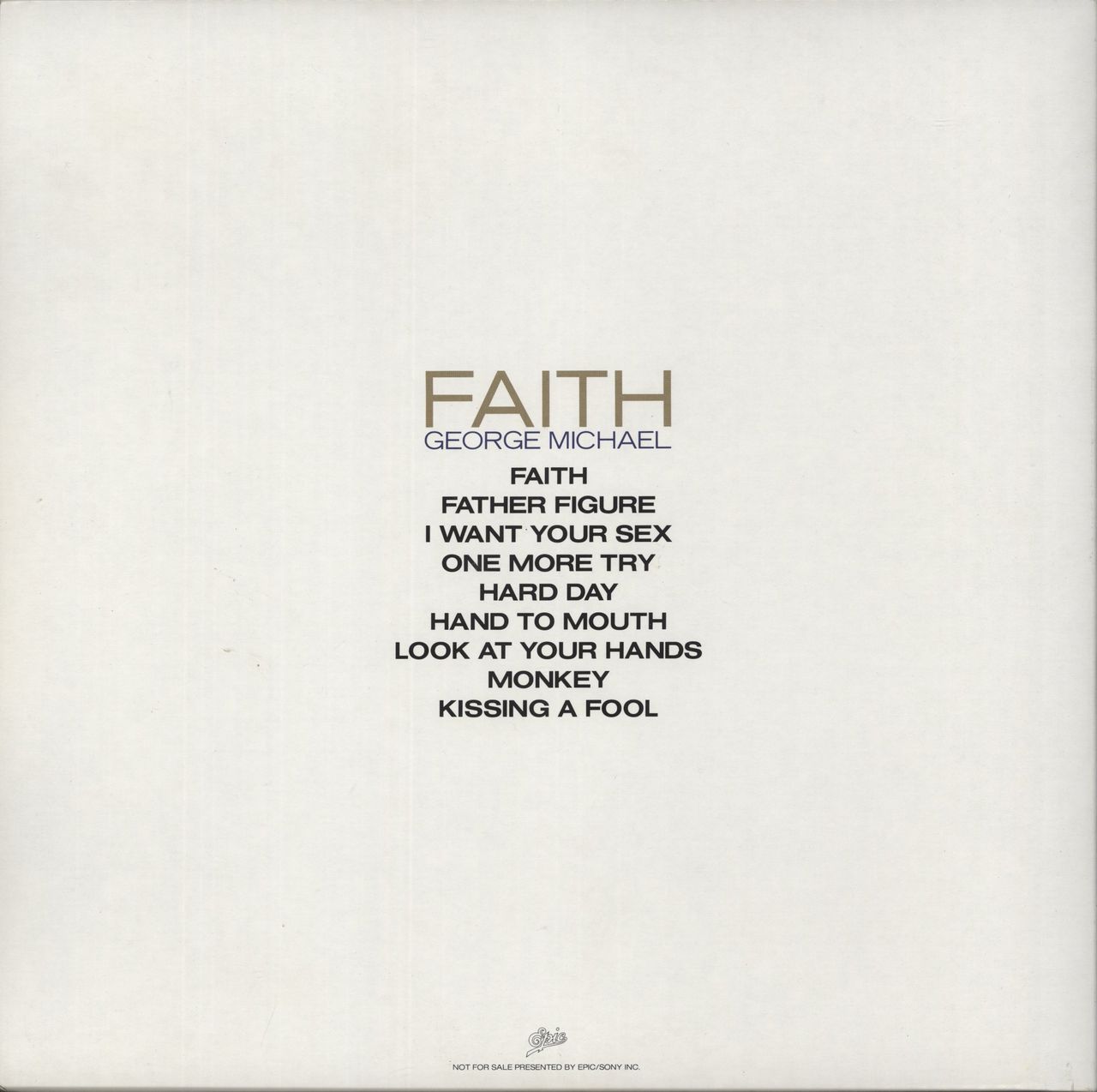 George Michael Faith - Promo Outer Gatefold Sleeve Japanese Promo Vinyl LP