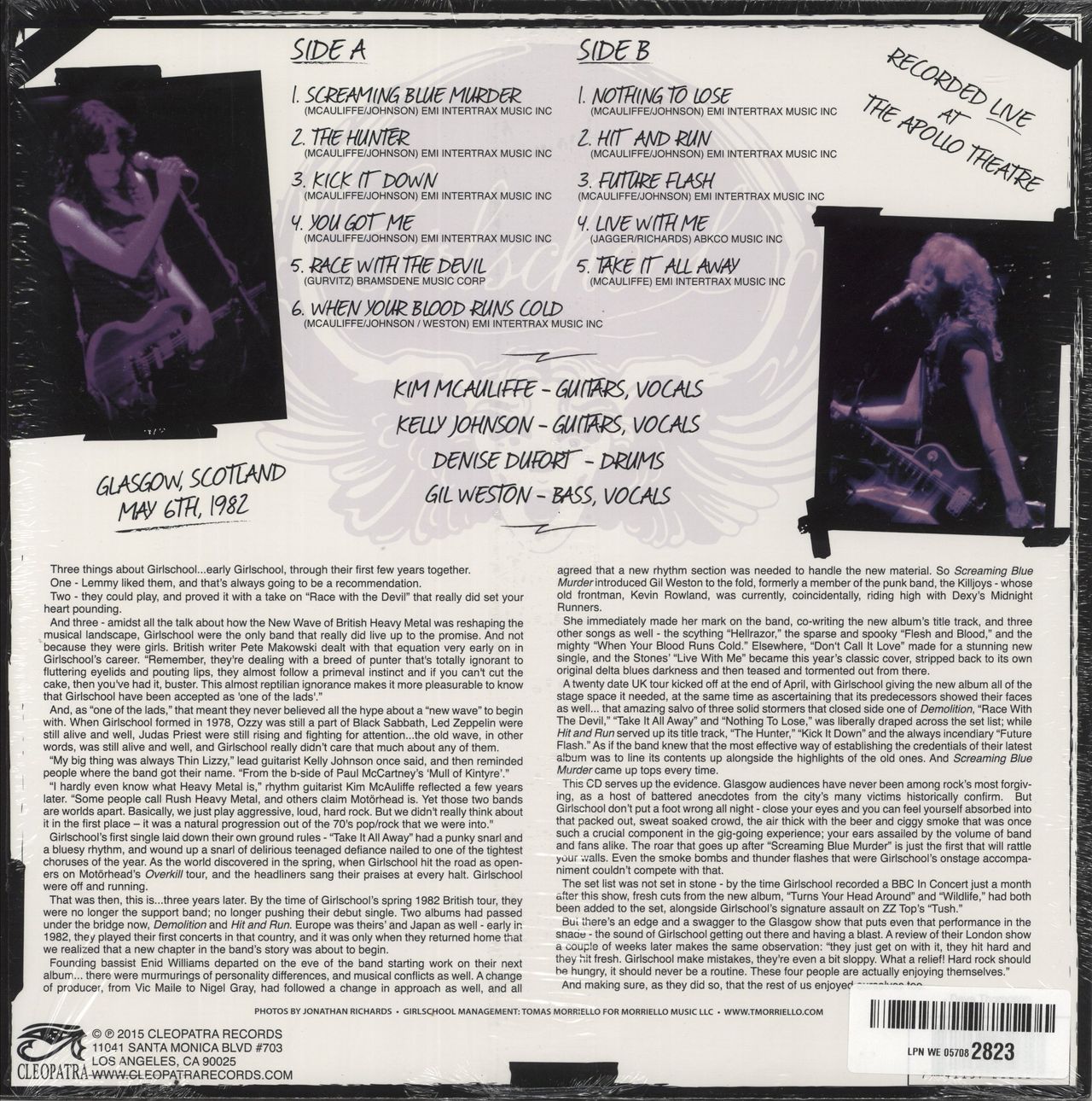 Girlschool Glasgow 1982 US Vinyl LP