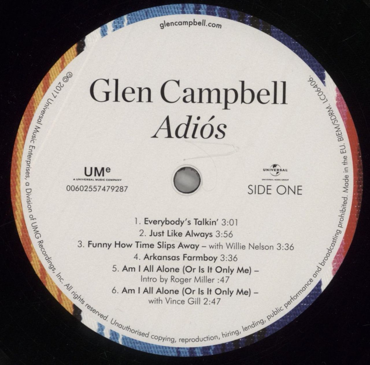 Glen Campbell Adiós UK Vinyl LP