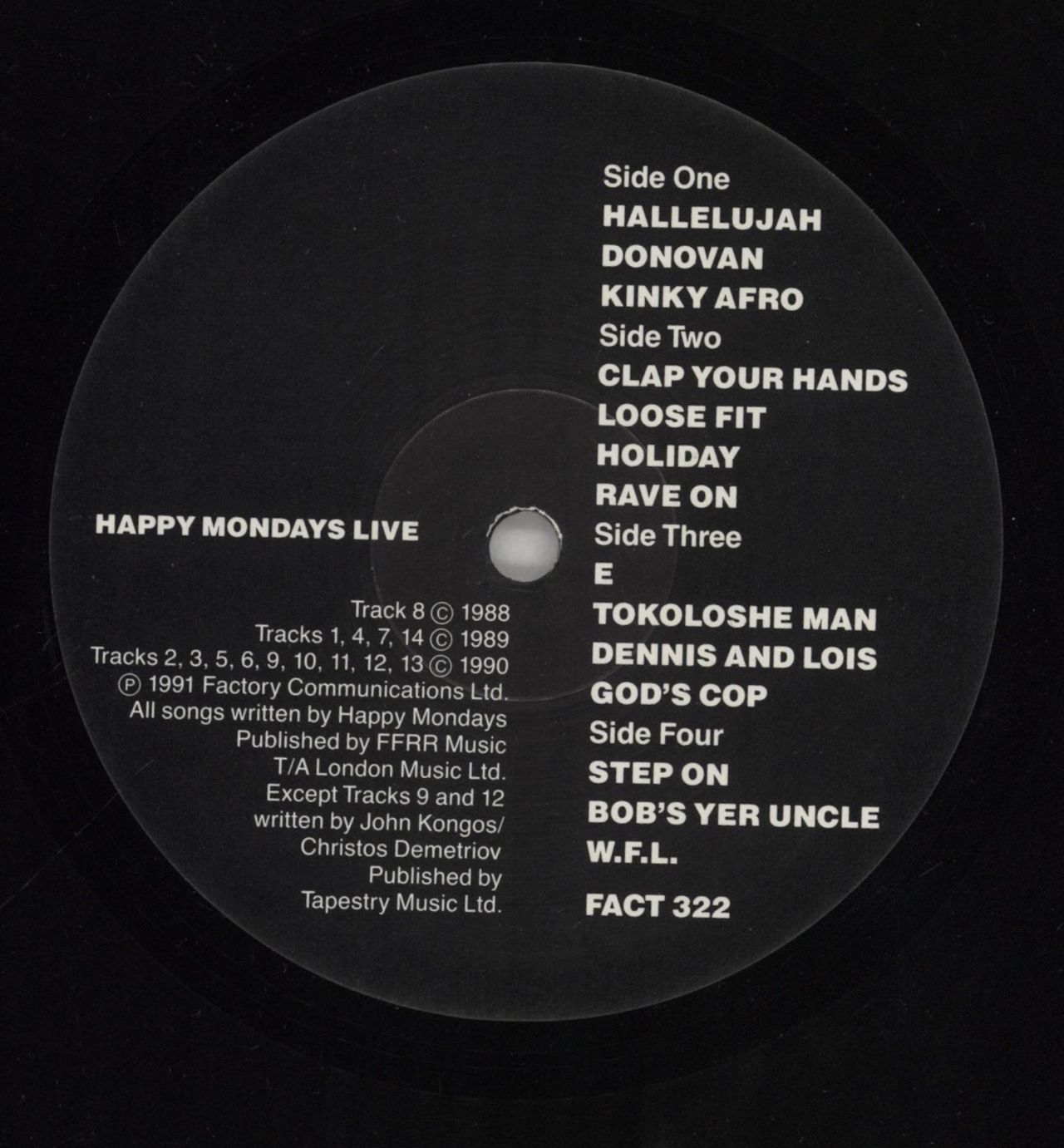 Happy Mondays Live - EX UK 2-LP vinyl set