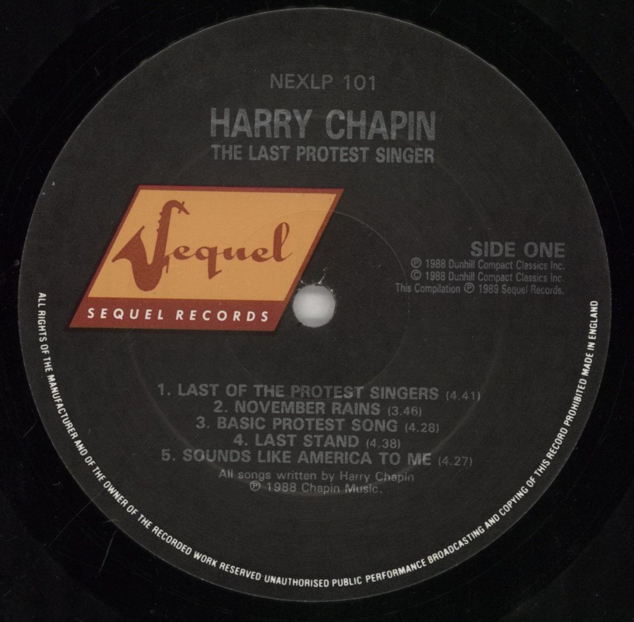 Harry Chapin The Last Protest Singer UK Vinyl LP