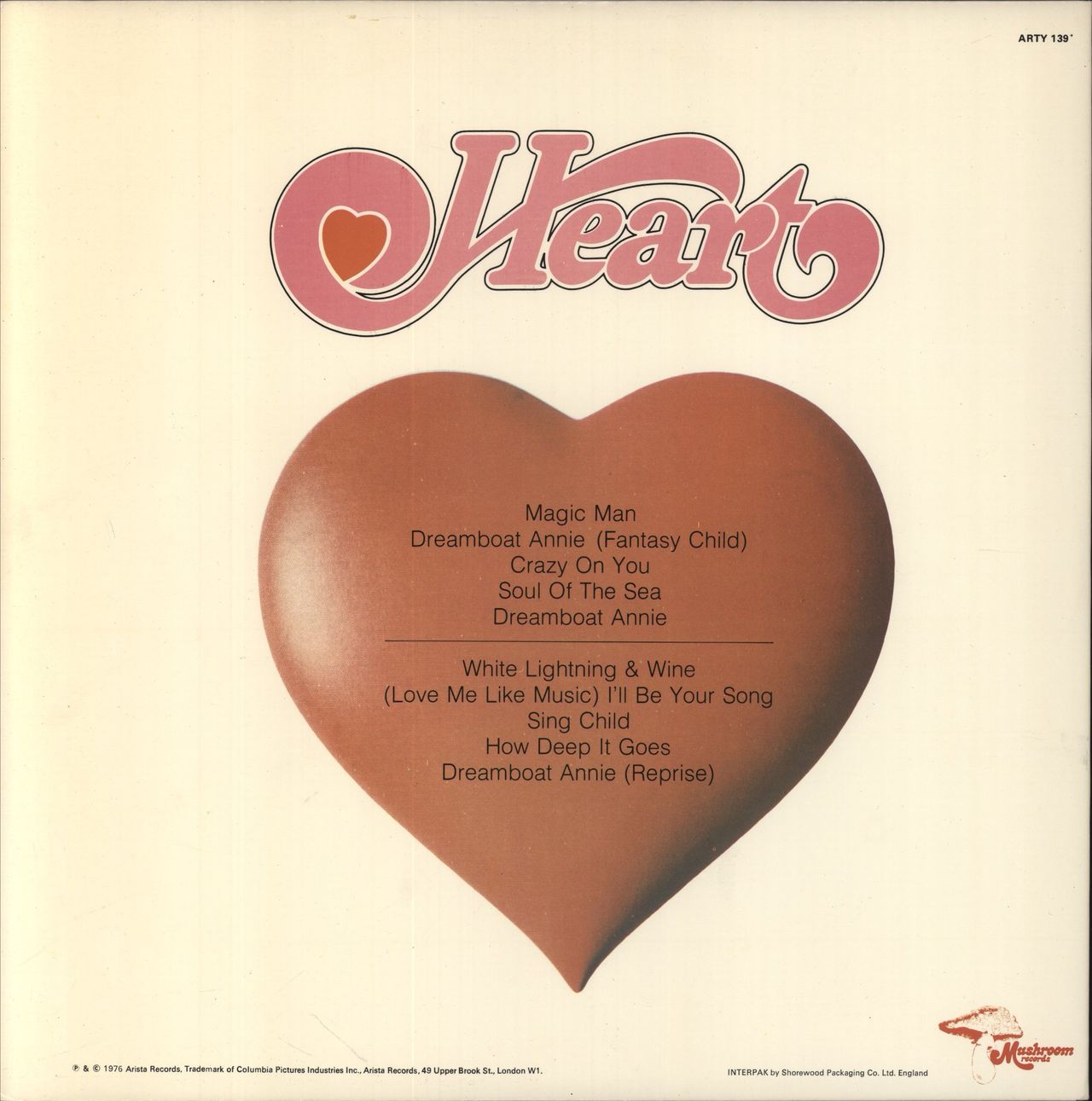 Heart Dreamboat Annie - VG UK Vinyl LP
