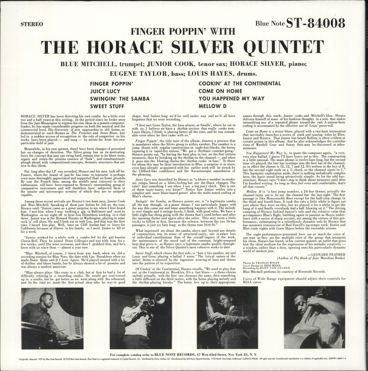 Horace Silver Finger Poppin' - 45RPM 180 Gram US 2-LP vinyl set