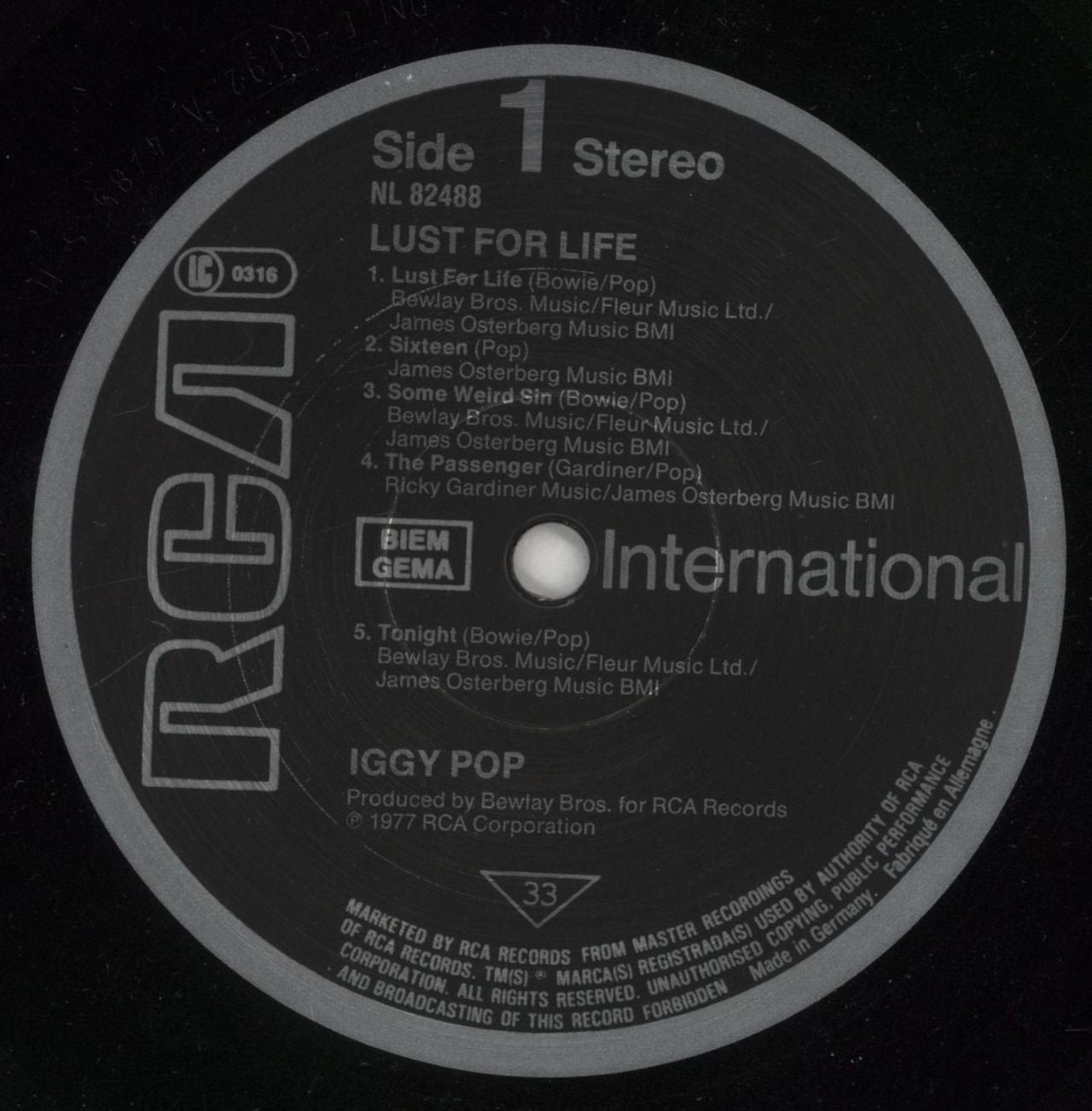 Iggy Pop Lust For Life - barcoded p/s German Vinyl LP
