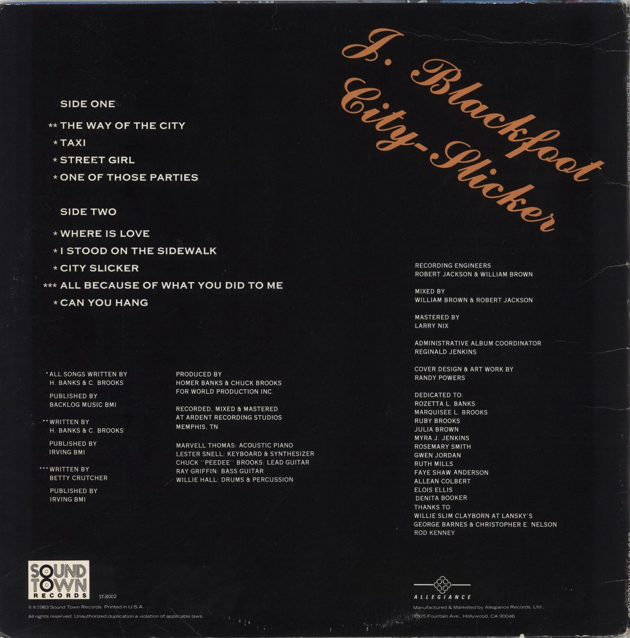 J. Blackfoot City Slicker US Vinyl LP