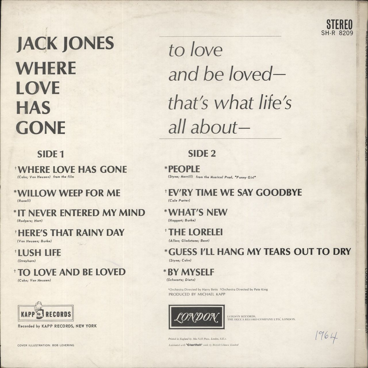 Jack Jones Where Love Has Gone UK Vinyl LP