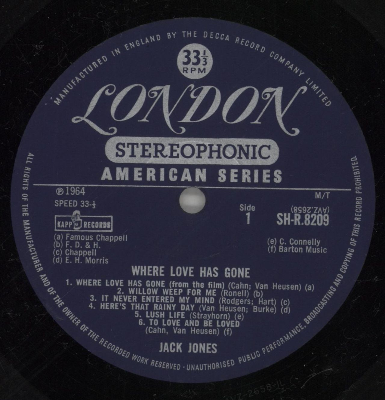 Jack Jones Where Love Has Gone UK Vinyl LP