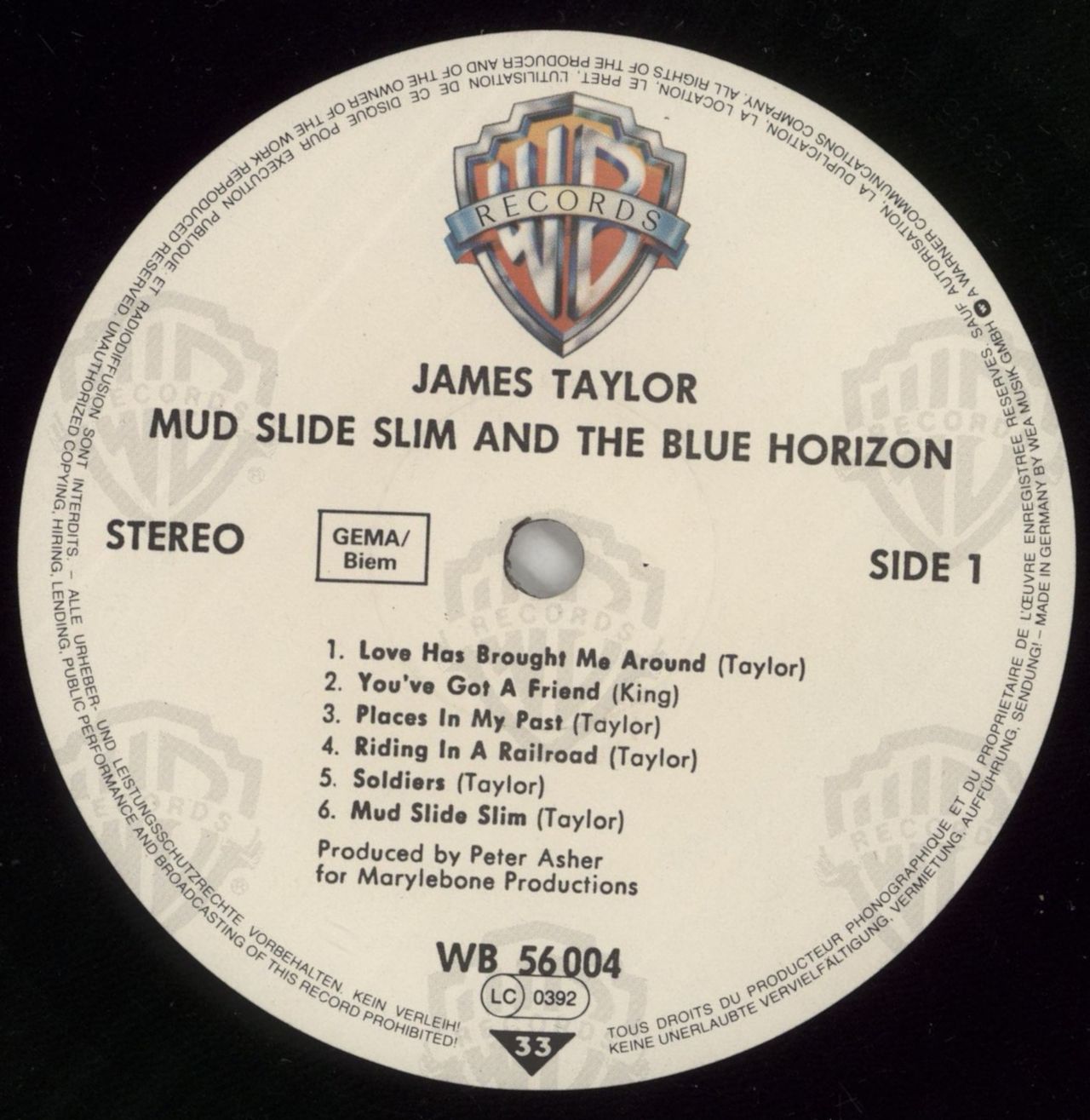 James Taylor Mud Slide Slim And the Blue Horizon German Vinyl LP