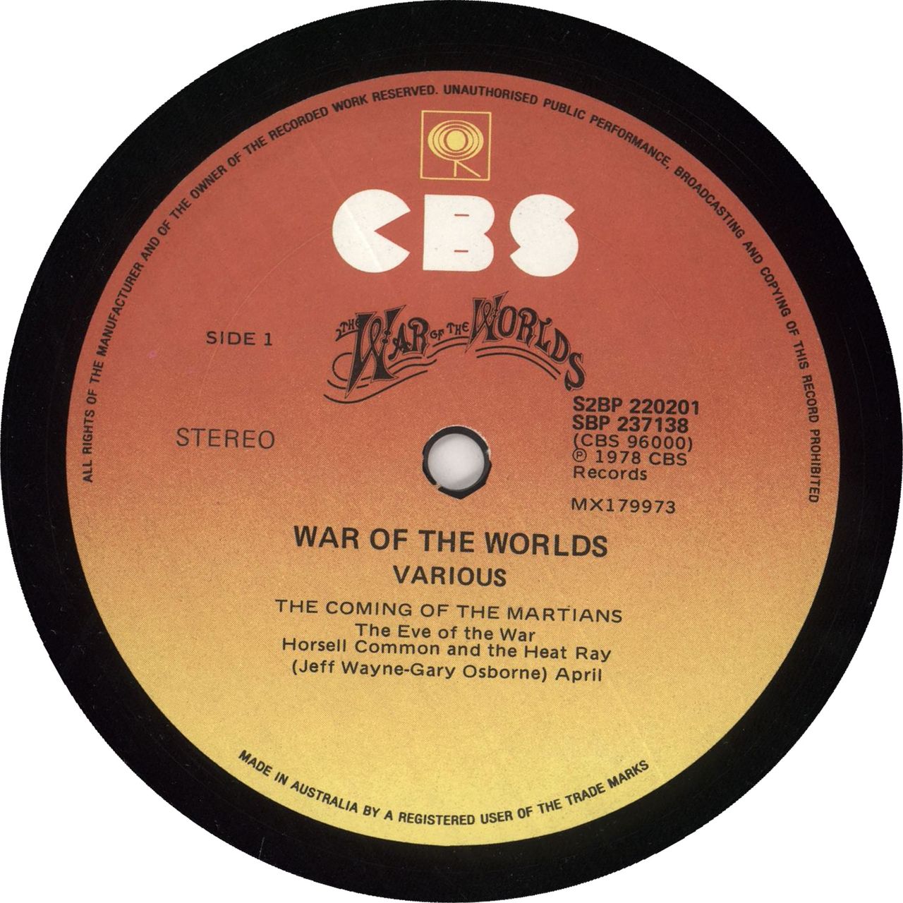 Jeff Wayne The War Of The Worlds Australian 2-LP vinyl set