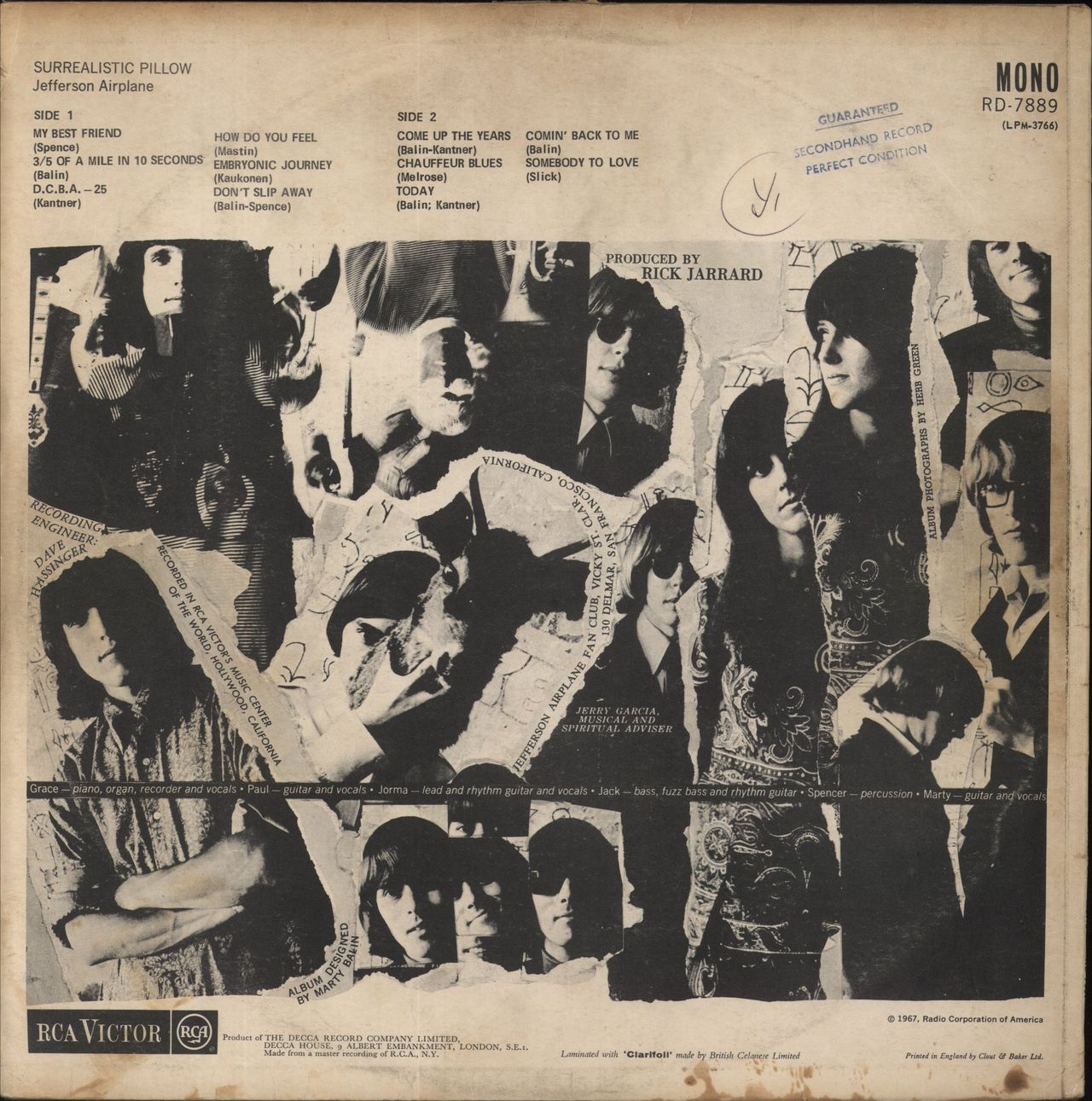 Jefferson Airplane Surrealistic Pillow - 1st - VG UK Vinyl LP