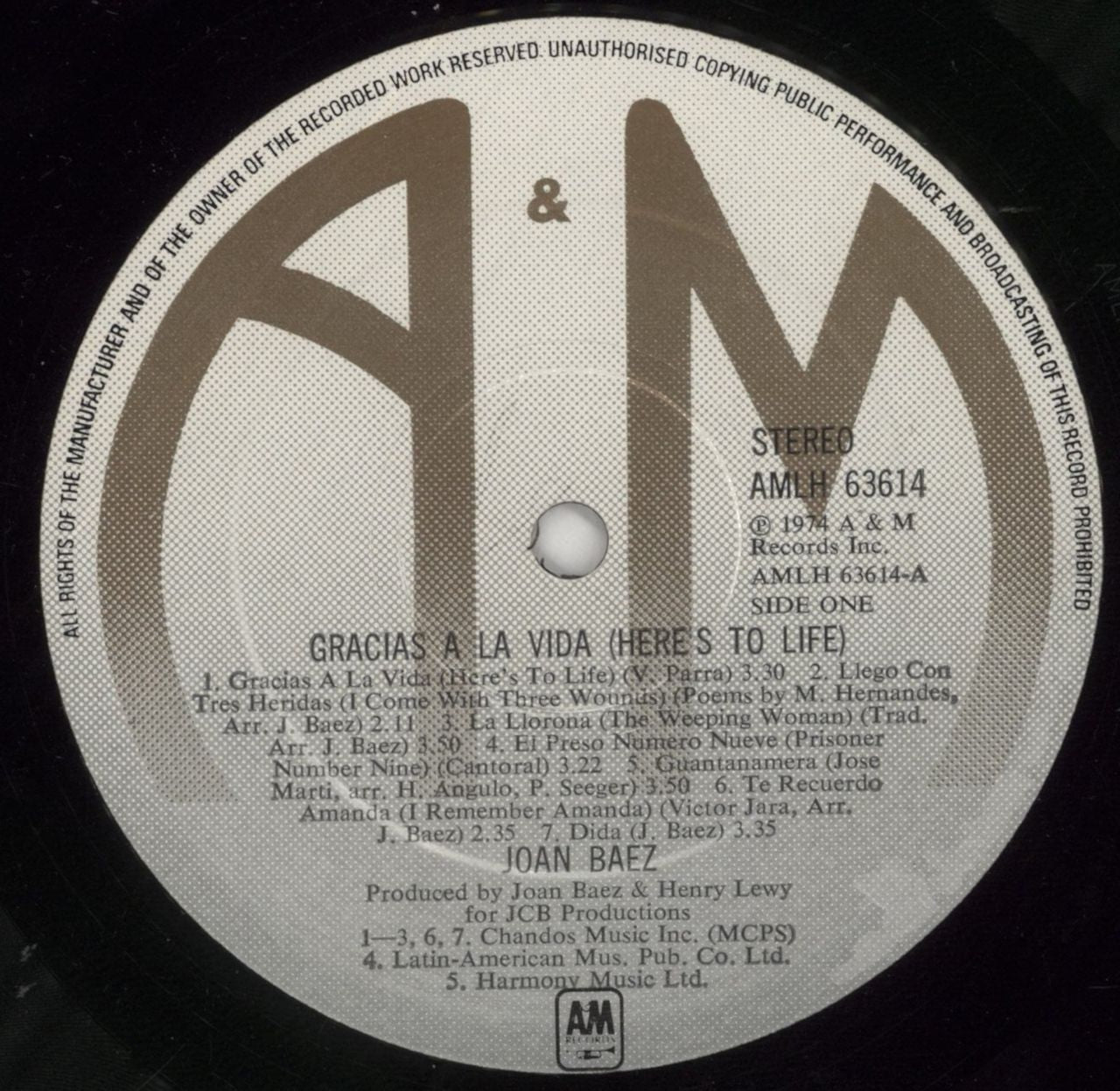 Joan Baez Gracias A La Vida - Here's To Life UK Vinyl LP