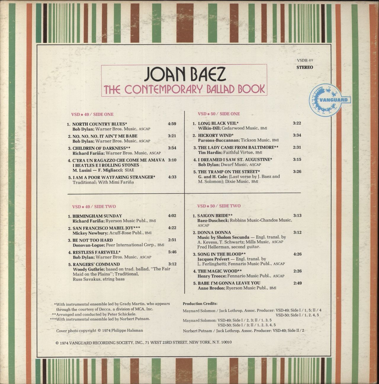 Joan Baez The Contemporary Ballad Book US 2-LP vinyl set