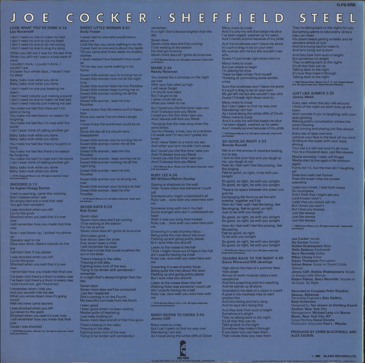 Joe Cocker Sheffield Steel UK Vinyl LP